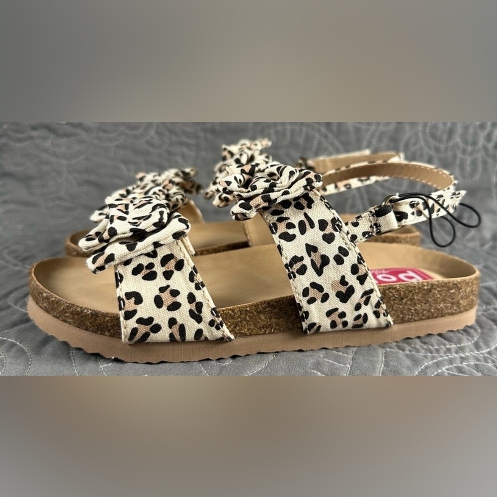 Pop Little Girls Belana Leopard Ankle Strap Footbed Sandals NWT Little Girls 13